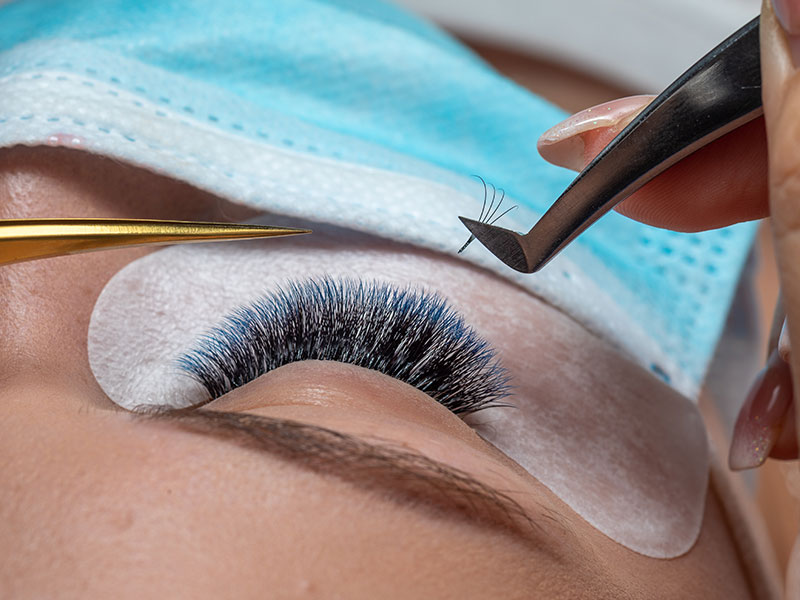 Volume Lashes Being Applied